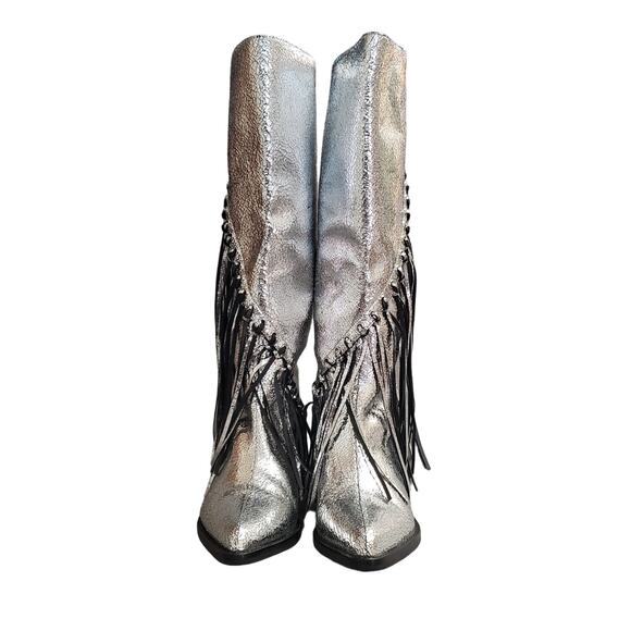 RAYE Jackson Western Boots Metallic Silver Size 6.5 RAYE-WZ2499 Fringe Tasseled - Picture 6 of 16
